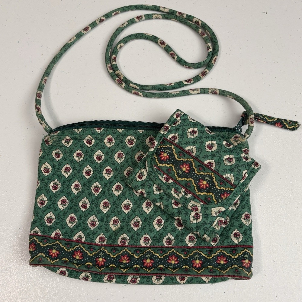 Vintage 90s Retired Vera Bradley Greenfield Crossbody Purse Matching Wallet USA